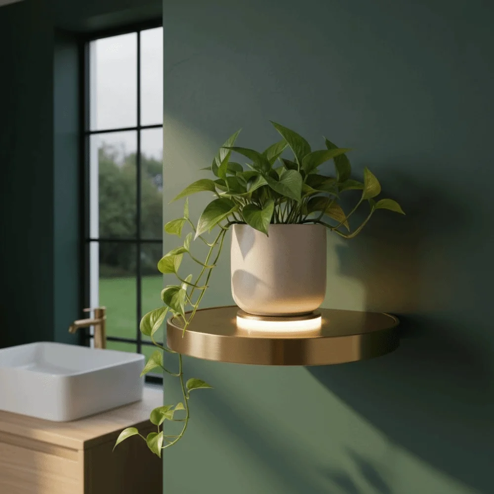 Built-in LED Lights Floating Wall Shelf Invisible Bracket Hidden Mount Display Rack Minimalist Design Wall Mounted Storage Shelf