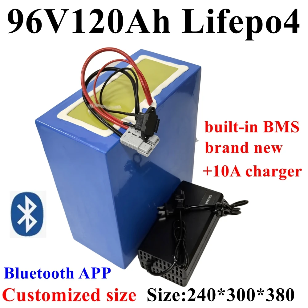 LH-96v 120ah Lithium Ion Battery Li Ion Bluetooth BMS APP For 5000W Motor Robot Scooter Bike Motorcycle AGV Bike + 10A Charger.