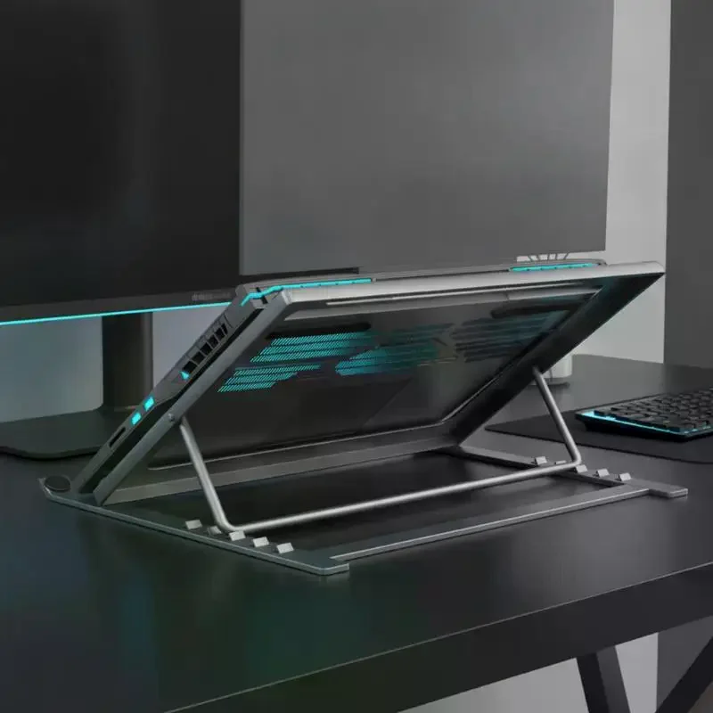 Foldable Iron Laptop Stand Multi Angle Adjustment Anti Slip Pads For Home Office Daily Use