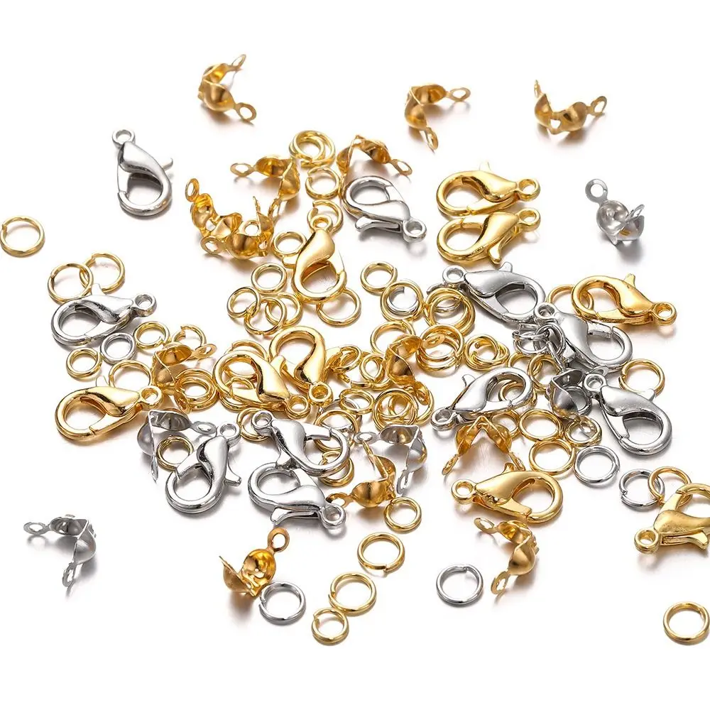 370/570 Pièces de fermoirs mousquetons en métal de haute qualité, dorés et argentés, pour la création de bijoux DIY