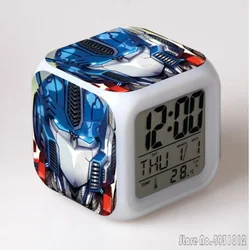 Anime T-Transformers-Armada Cartoon Alarm Clock Creative Student 8x8x8cm LED Cube with Colorful Light Display Time Week Month