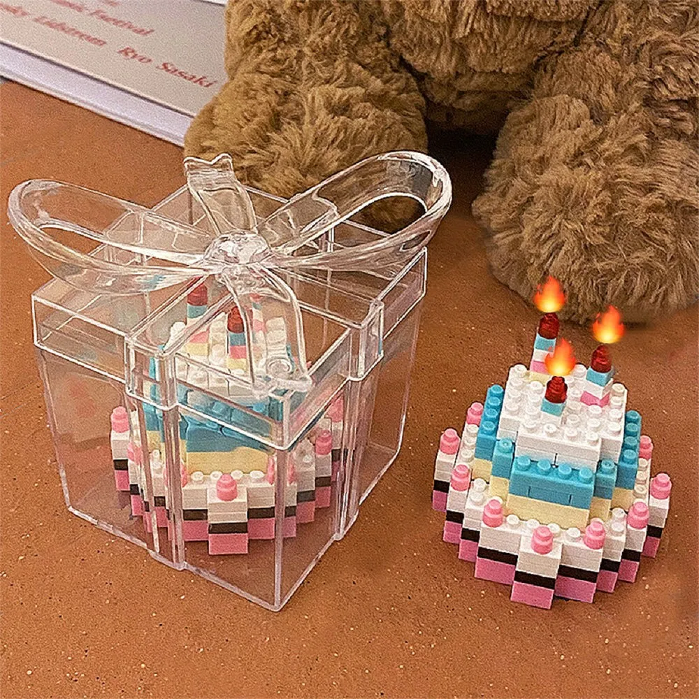 Cake Micro Building Blocks Toys for Kids Assembly Toys Mini Bricks Light Particle Educational Toy Figure Children Birthday Gift