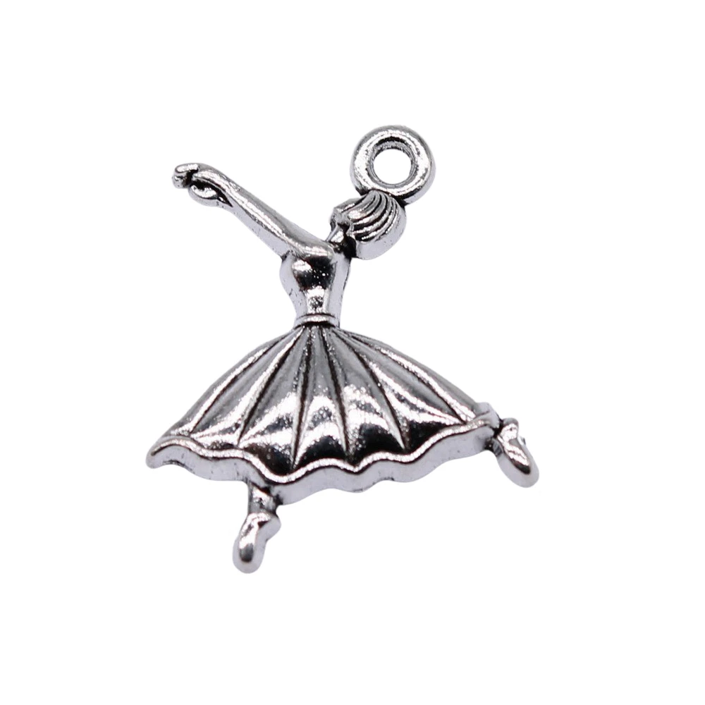 10pcs/lot 26x21mm Ballerina Ballet Charms For Jewelry Making Antique Silver Color 1.02x0.83inch