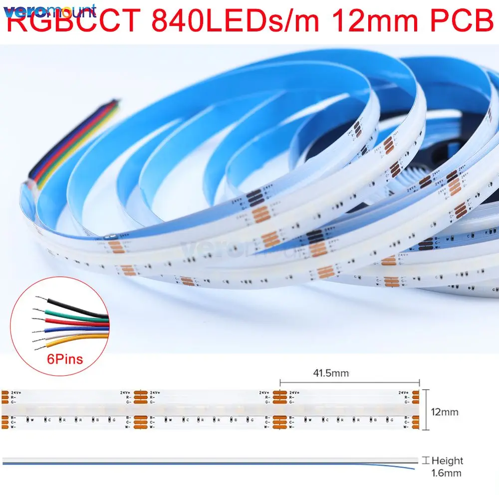 RGBW RGB RGBCCT pasek COB LED 12V 24VDC 768 840 diod/m elastyczny wysoki jasny kolorowy pasek taśma oświetleniowa LED do wystrój wnętrz