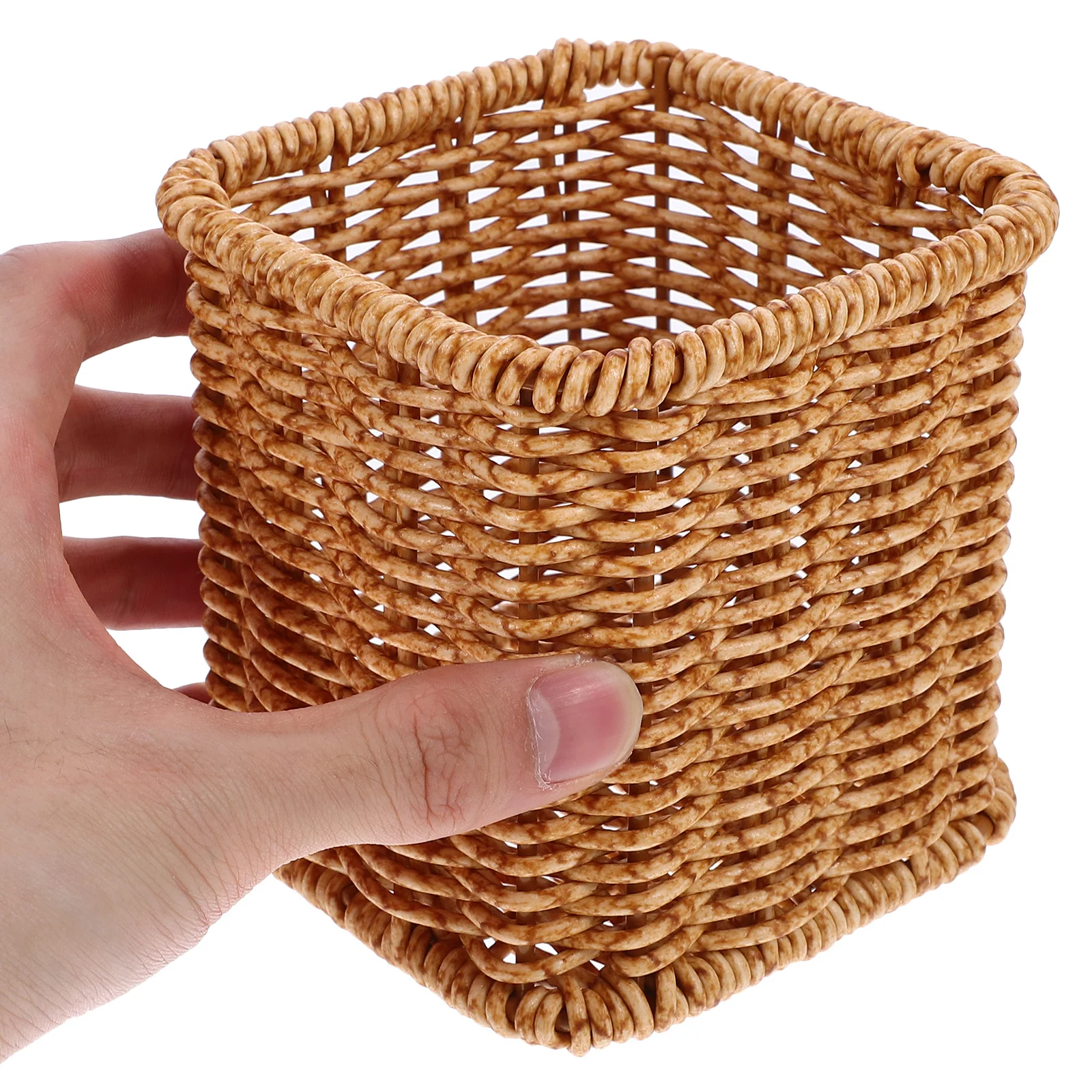 

Woven Pencil Holder Plastic Desktop Organizer Rustic Style Stationery Container Pen Storage Bucket Office Supply Tabletop