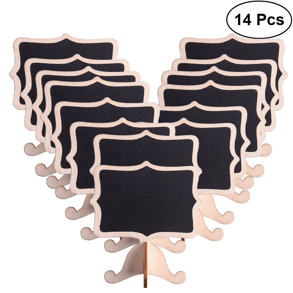 

14pcs Mini Blackboard Lightweight Single Sided Signs Bamboo Stand for Table Numbers Menus Greetings Weddings Kids Crafts Buffet