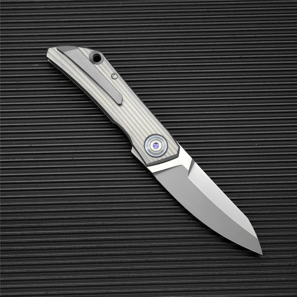 Kanedaiia Fat Folding Knife M390 Blade CF Titanium Alloy Handle Outdoor Camping Hiking Rescue Defense Tool EDC Fruit Knife