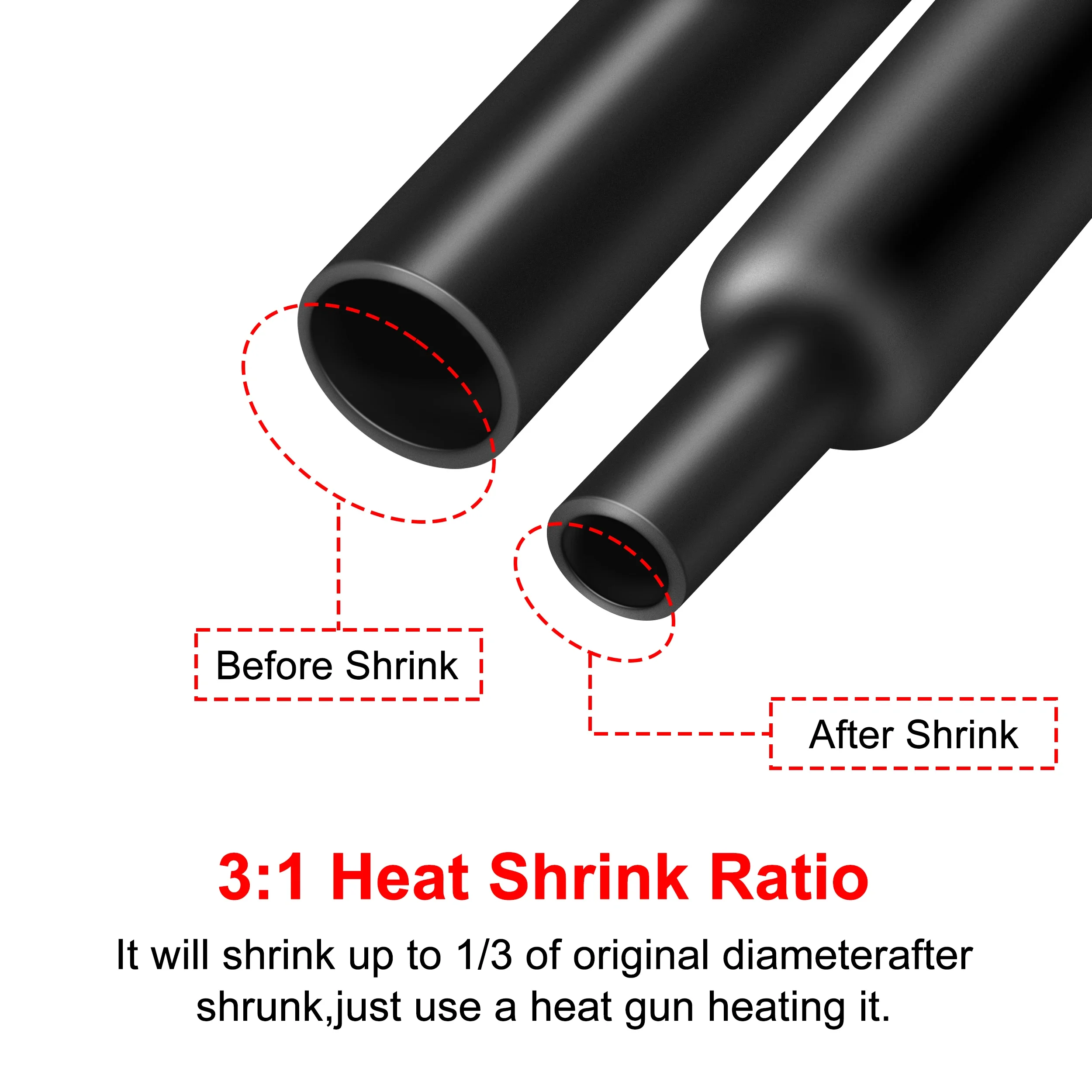 5 Meter 3:1 Waterproof Heat Shrink Tube Tubing Wire Protection Dual Wall  Heat-Shrinkable Sleeve With Glue Inside 5M