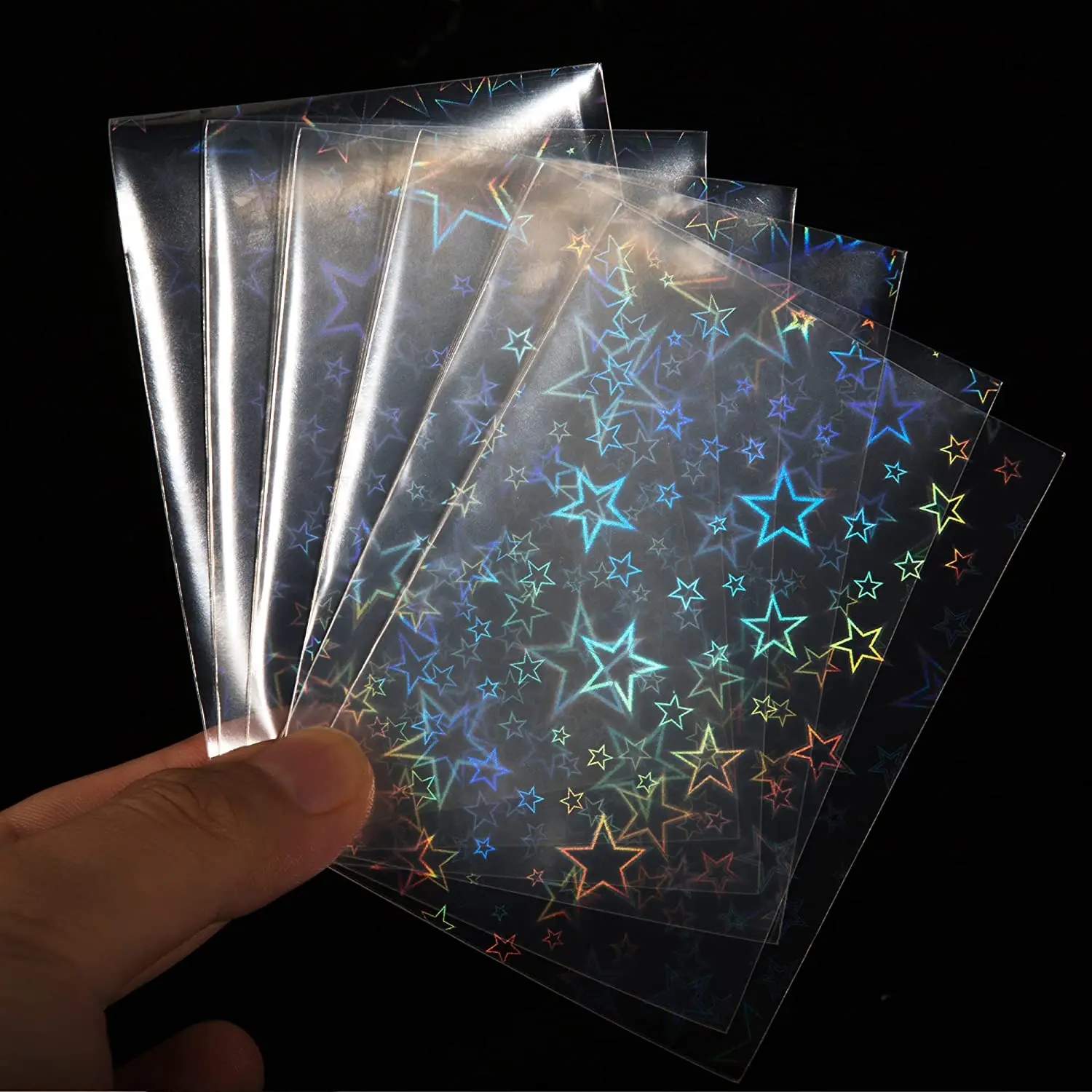 100ct Holographic Flashing Sleeves Top Loading Trading Card Sleeves 57X89MM Protector for Korea Idol Small Cards