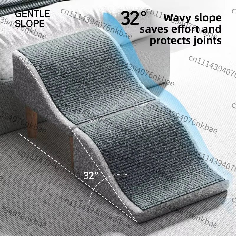 Adjustable Foldable Pet Steps Ramp, Sturdy Safe Dog Climbing Ladder for Bed & Couch Access