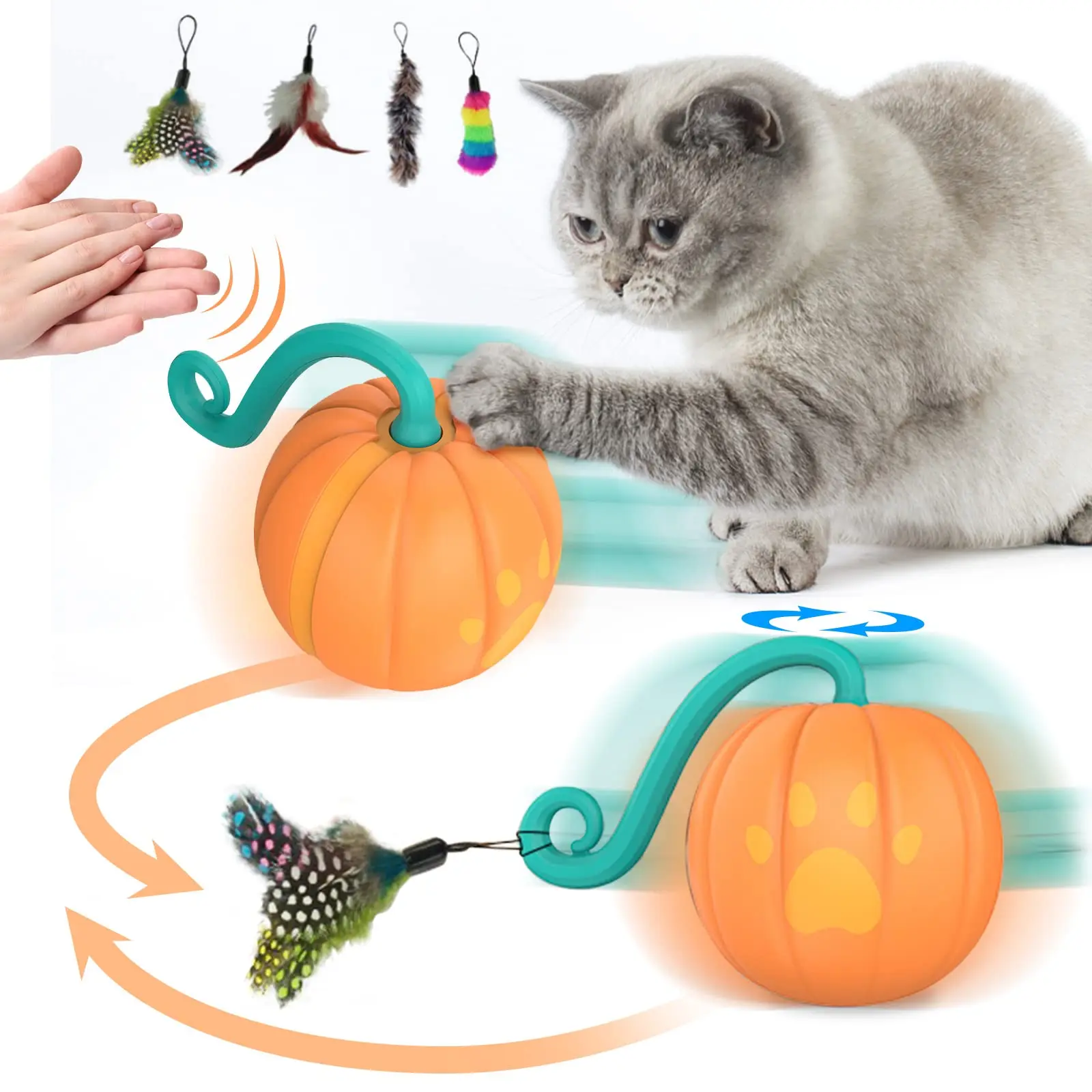 Automatic Rolling Smart Cat Ball Training Self-moving Kitten Toy Cat Playing Indoor Electric Interactive Pet Toys