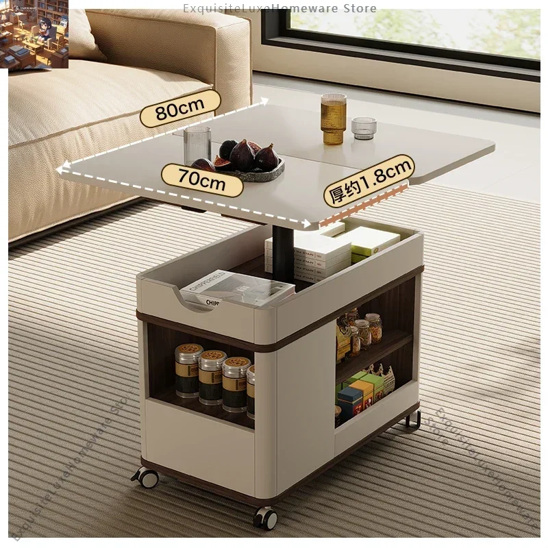 Coconut living room household mobile coffee table living room sofa lifting folding edge table storage trolley balcony small tea