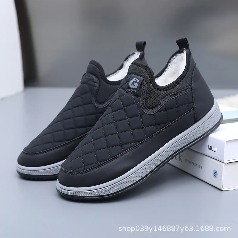 

2025 New Winter Men's Snow Boots Warm and Comfortable Loafers Middle Aged and Elderly Comfortable Cotton Shoes Dad Casual Shoes