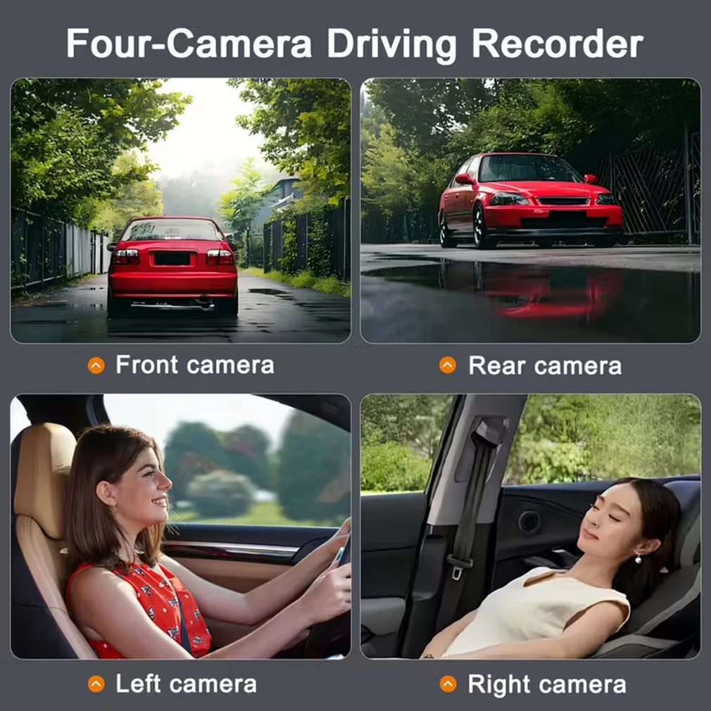 4 Channel Dash Cam For Cars，HD1080P Front and Rear Inside Left Right Camera ,360° panoramic view  Car DVR Night Vision G-Se