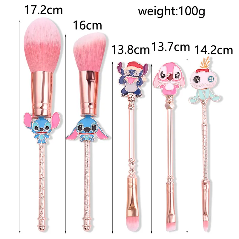 5 Pcs/set Lilo and Stitch Makeup Brush Holder Cosmetic Powder Eye Shadow Foundation Blush Blending Beauty Make Up Brush