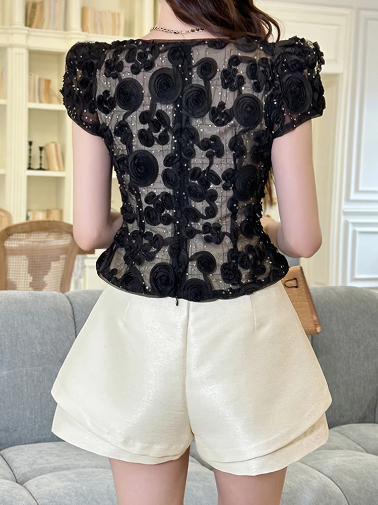 Pantalones cortos informales elegantes para Mujer, pantalones cortos formales de doble capa para playa, ropa de vacaciones de calle alta para Mujer