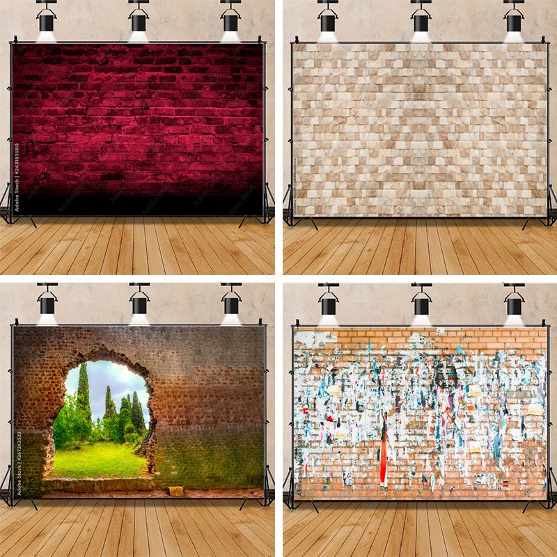 Texture Of a Perfect Black Brick Wall With Cracks And Defects Photography Background Portrait Photo Studio Backdrops Prop QZ-10