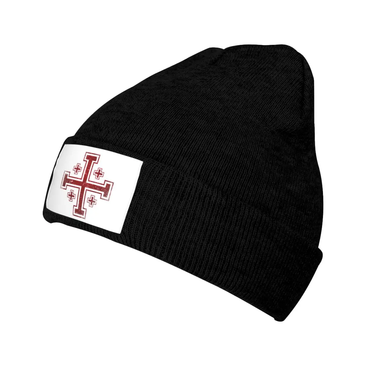 Jerusalem Cross Medieval Knights Cross Crusader Knit Hat Cap Knitted Beanie Hat Beanies Cap Unisex Hipster