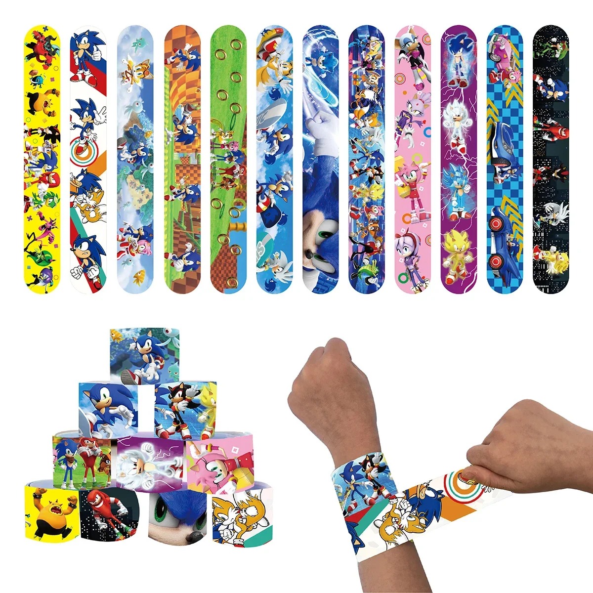 

12/24/36pcs Sonic Slap Bracelets Party Favor Gifts Goodie Bag Fillers Wristbands for Kids Birthday Party Supplies Wedding Favors