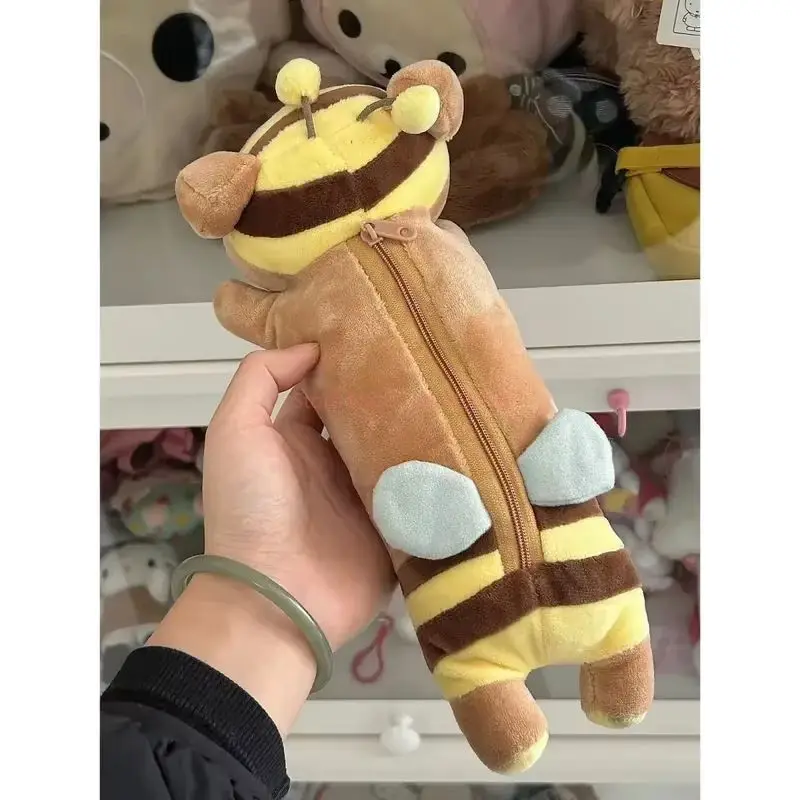 Kawaii Rilakkuma Bee Plush Pencil Case For Kids Girls Cartoon Bear Cute Pencil Pouch Organizer Pen Bag School Stationeries Gifts - view 5