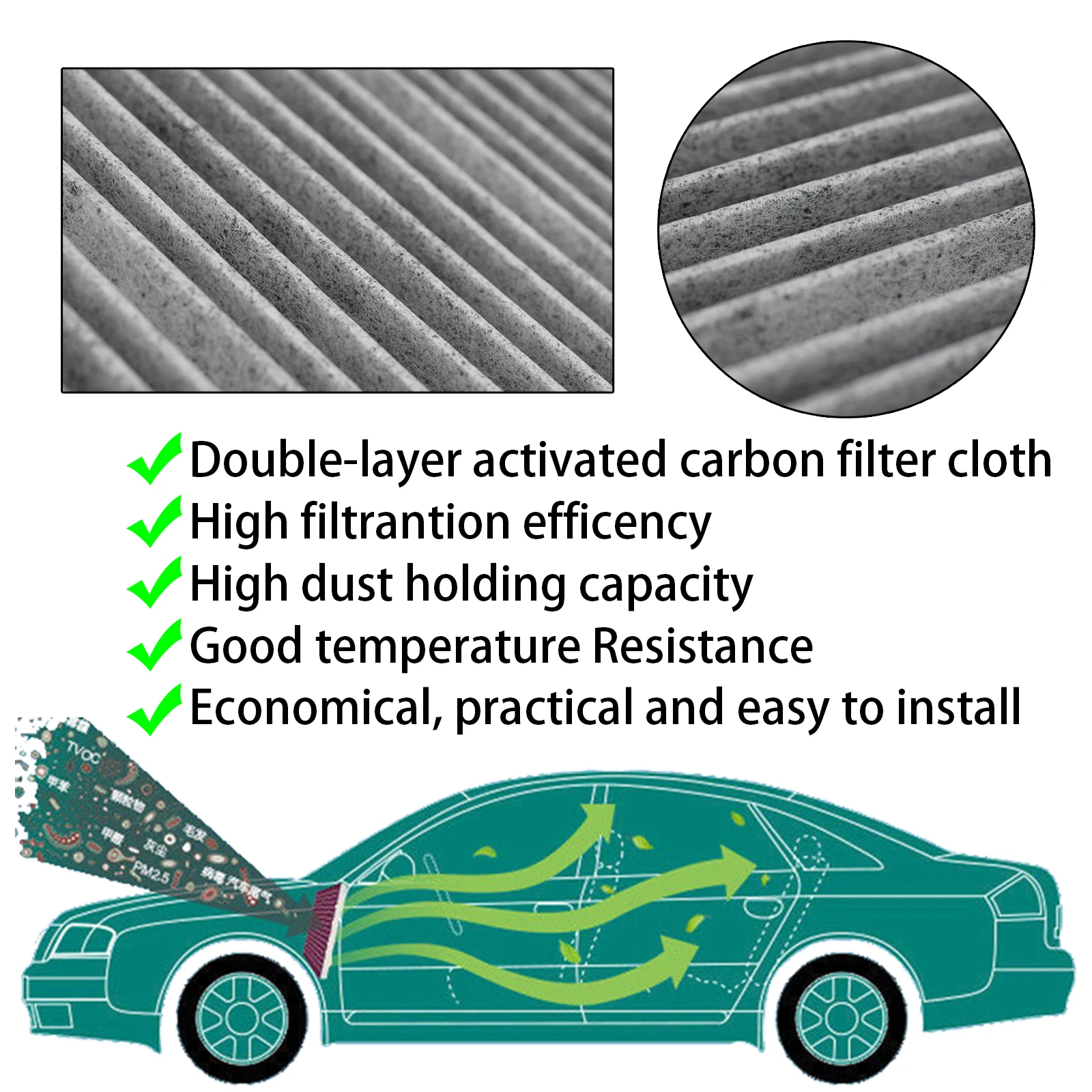 Car Pollen Cabin Air Filter For Hyundai Creta Elantra i20 i30 Kia Carens Ceed Forte Rondo 97133-2H001 97133-2H000 97133-F2000