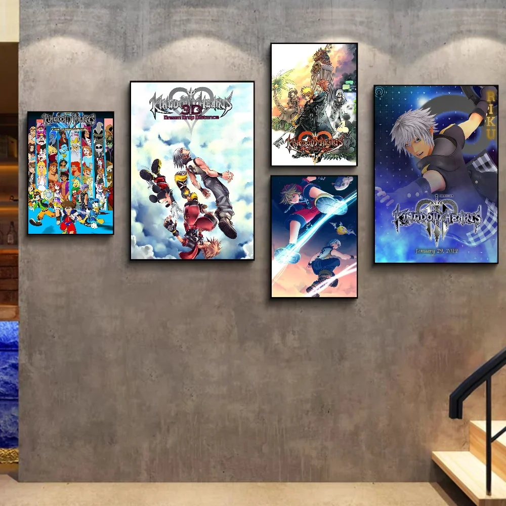 Kingdom Hearts Game Movie Sticky Posters Vintage Room Home Bar Cafe Decor Room Wall Decor