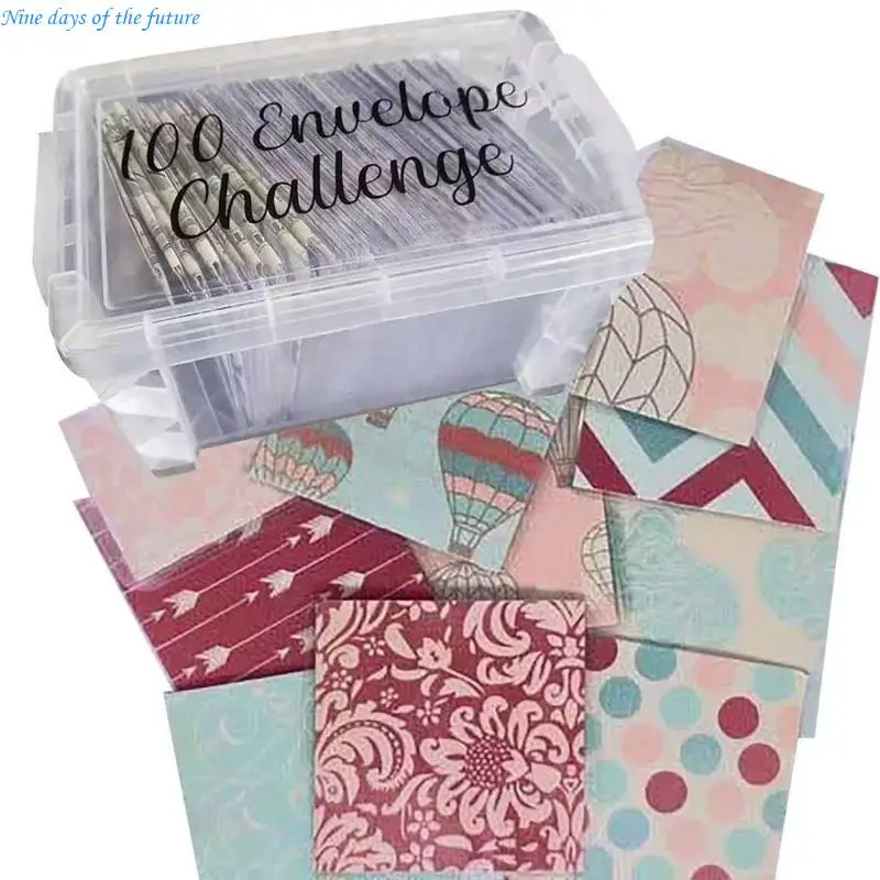 100 Money Envelopes Including 100 Number Stickers and Box, Multifunctional Budget Envelope System Kits E65A