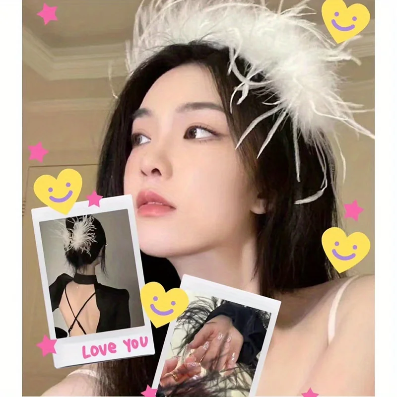 

Elegant Feather Headband Adjustable Design for Women Girls Wedding Party Festival Special Occasions Accessories