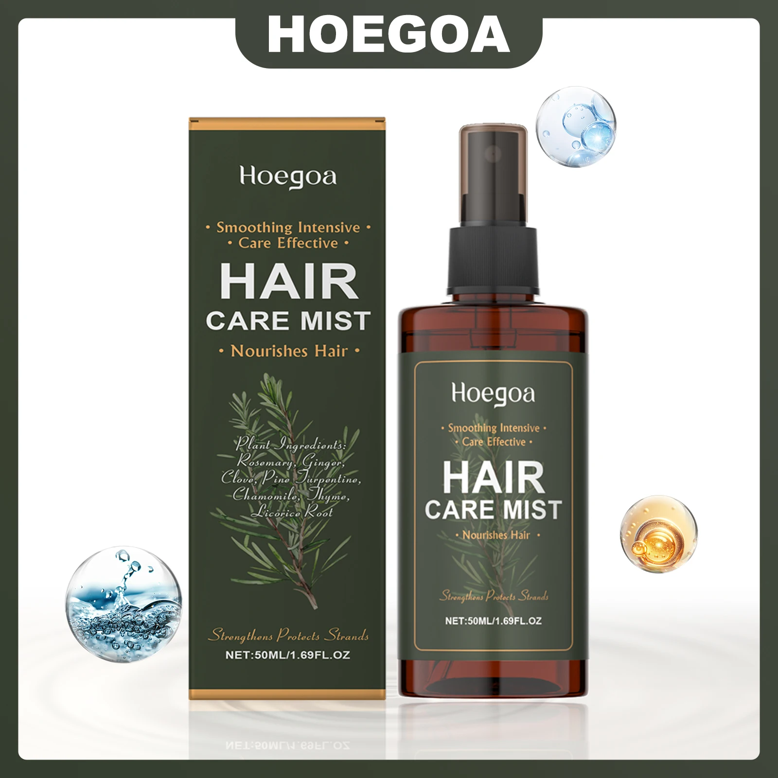 

HOEGOA Plant Hair Care Mist High Temperature Protection Before Hair Styling Moisturizing Reduces Breakage & Static Electricity
