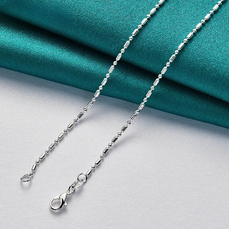 1 PCS 925 Sterling Silver 1.4mm Bamboo Chain Necklace Delicate Collarbone Chain for Women Man Fashion Jewelry “16 - 30”