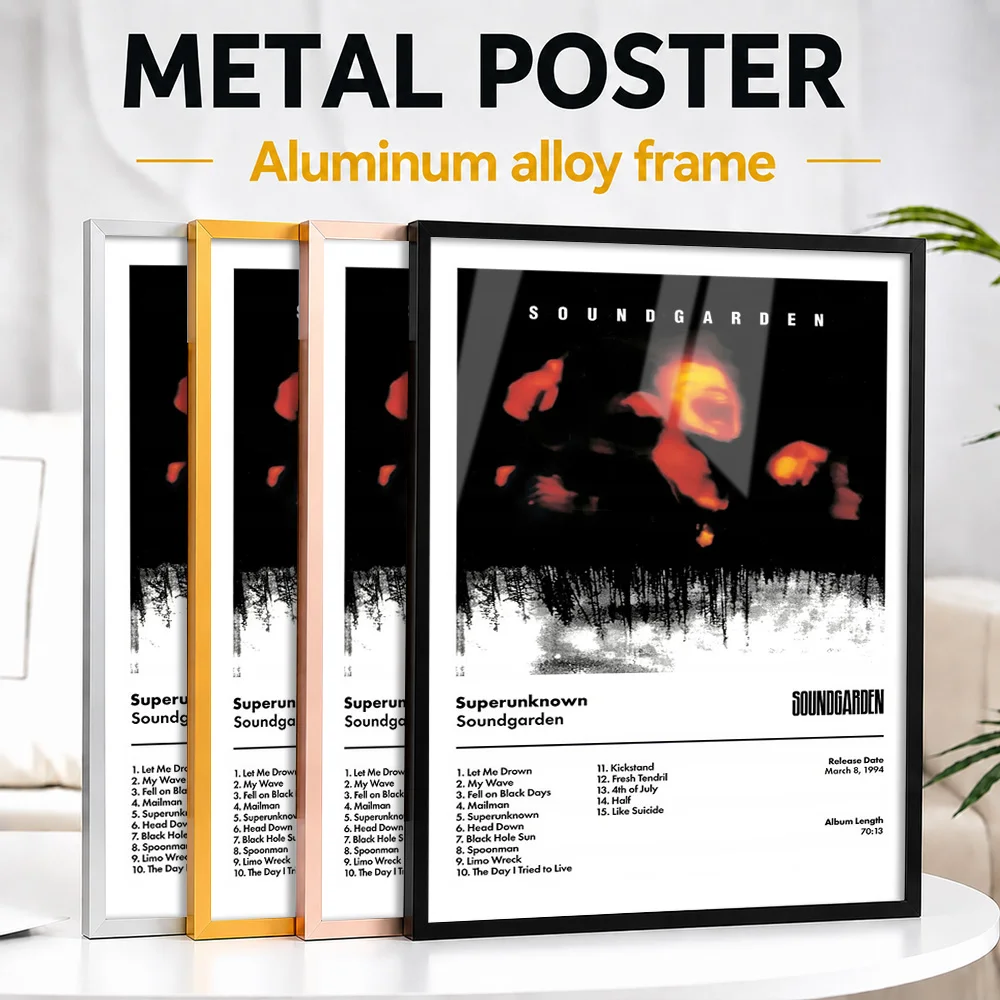 Soundgarden - Superunknown Album Framed Aluminum Metal Poster Customized Photo High Contrast Stage Style Wall Art For Bedroom
