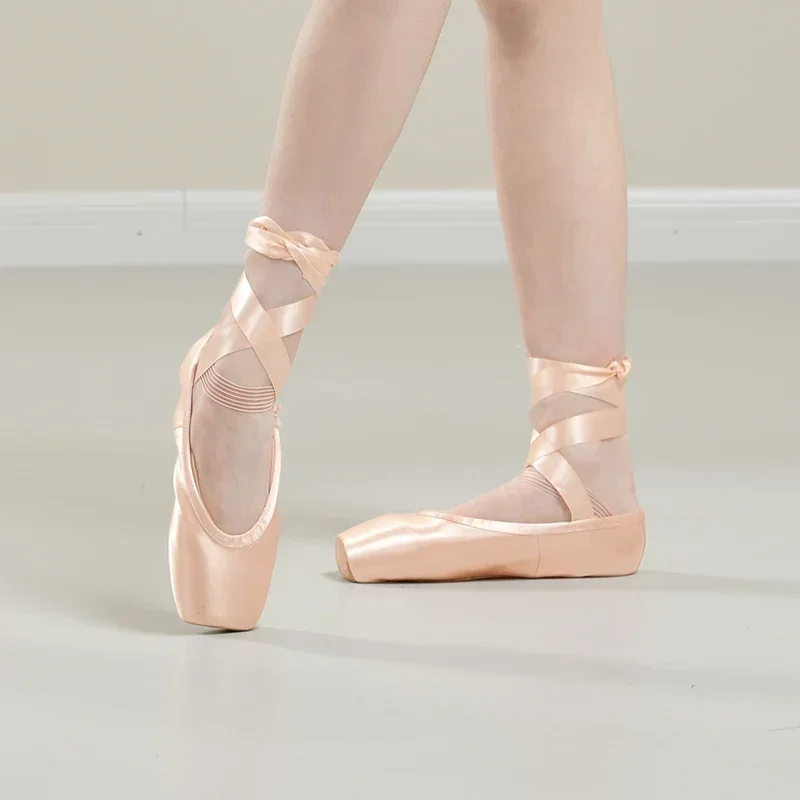 Chaussures de Ballet à Pointe pour femmes, ballerines professionnelles en Satin rose avec coussinet d'orteil en Silicone, chaussures de Ballet pour enfants