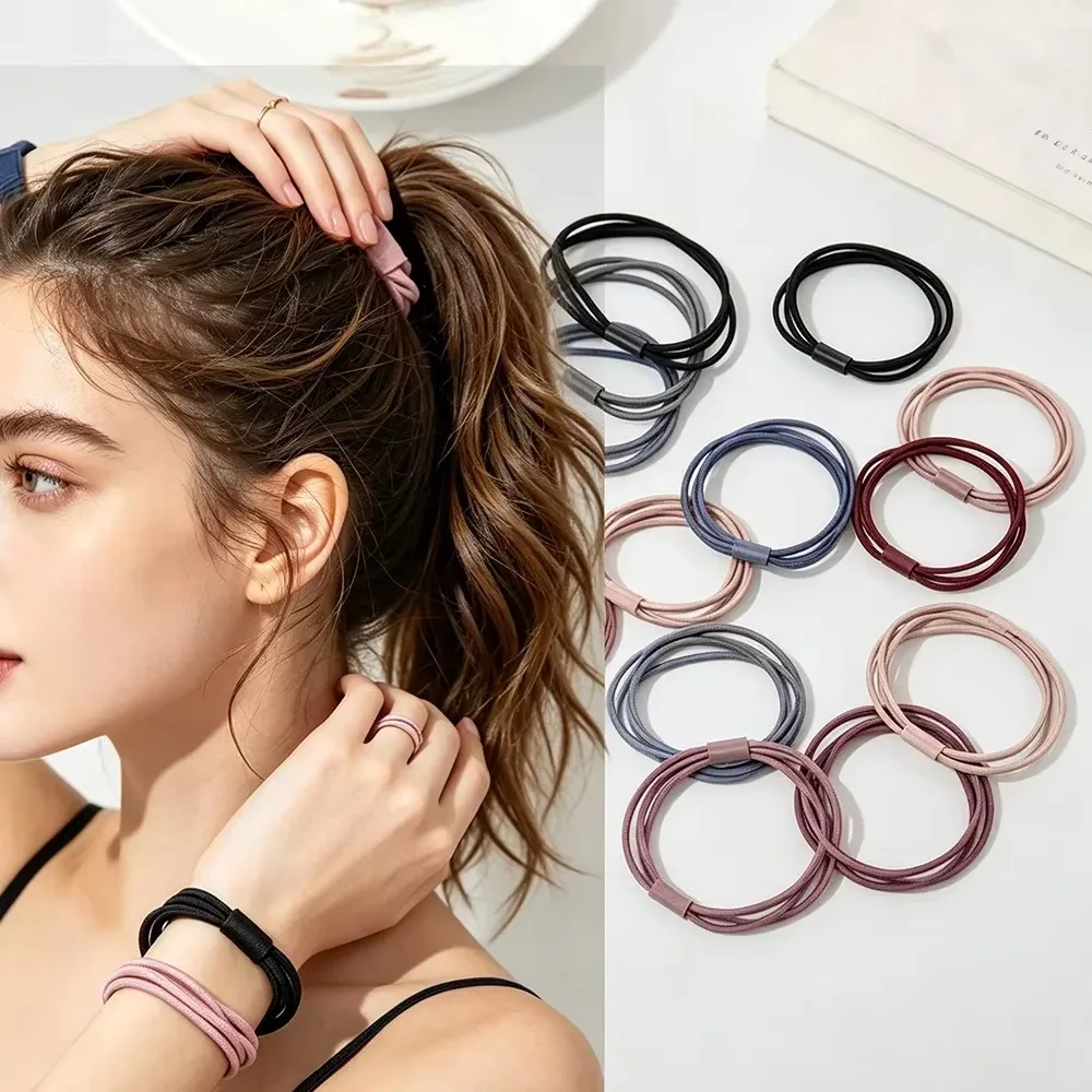 10PCS Basic Elastic Hair Bands Simple Scrunchie Hair Ties Fashion Women Girls Daily Wear Hair Accessories