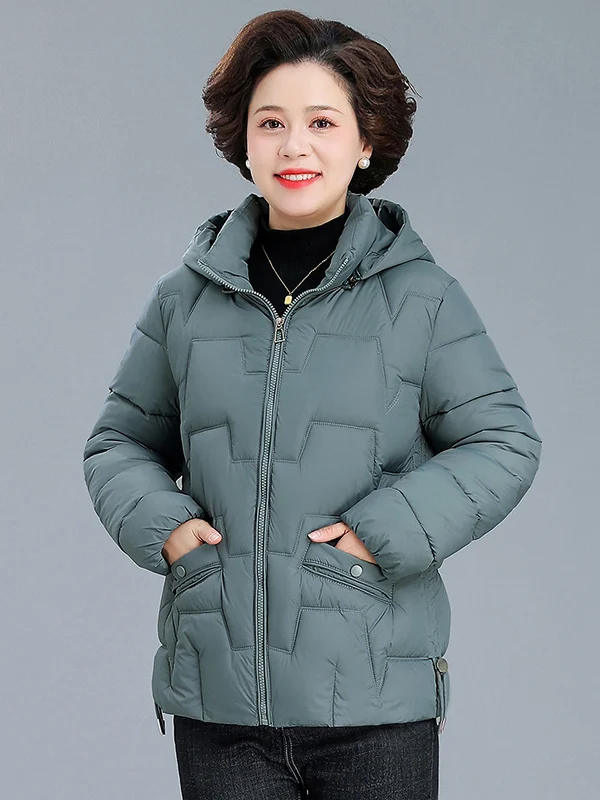 Women's ort Thiened Loose Cotton Jaet Winter New Sle Hat Detachable Warm Casual Mom's Cotton Coat Faionable Outerwear