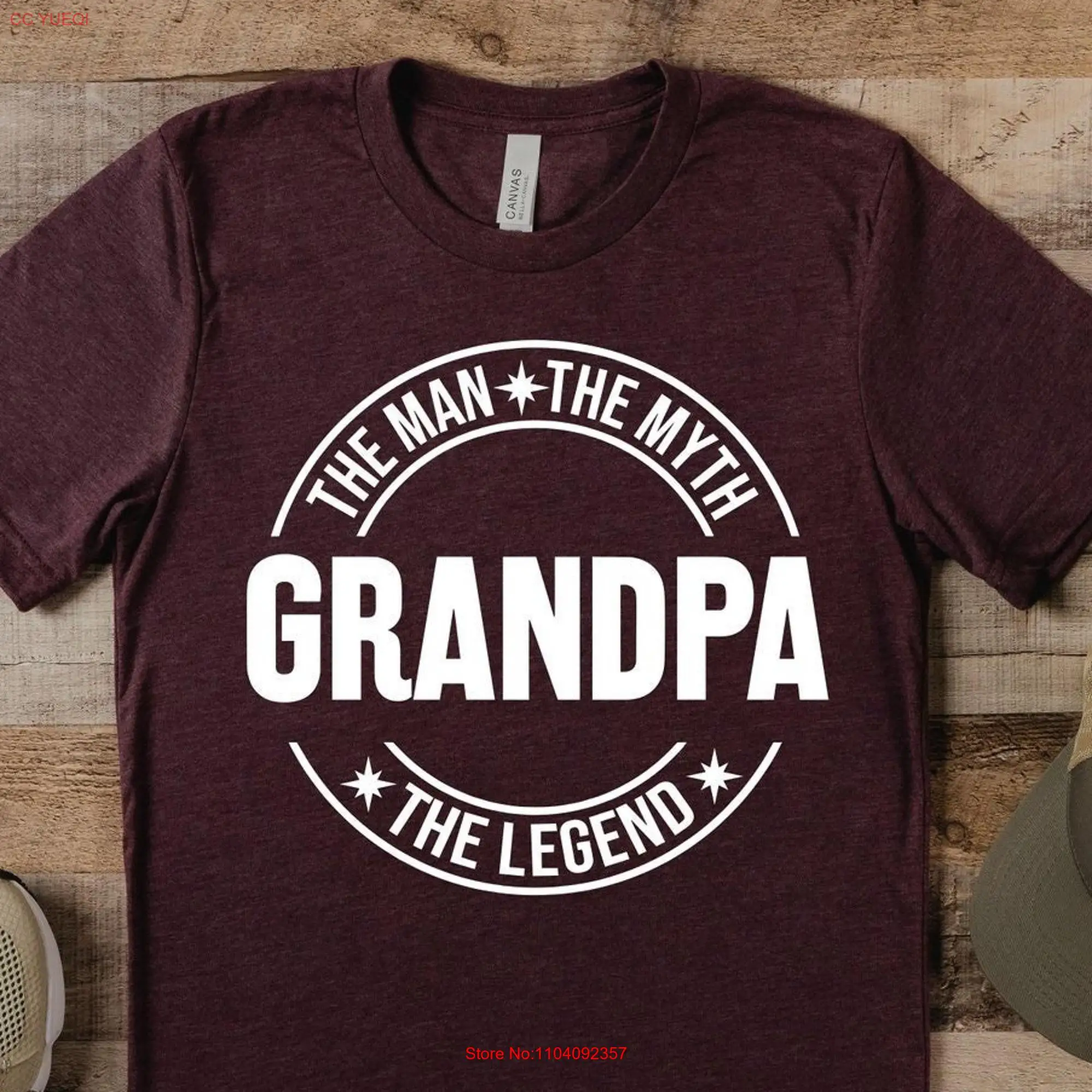 Grandpa The Man Myth Legend T Shirt Funny Fathers Day long or short sleeves