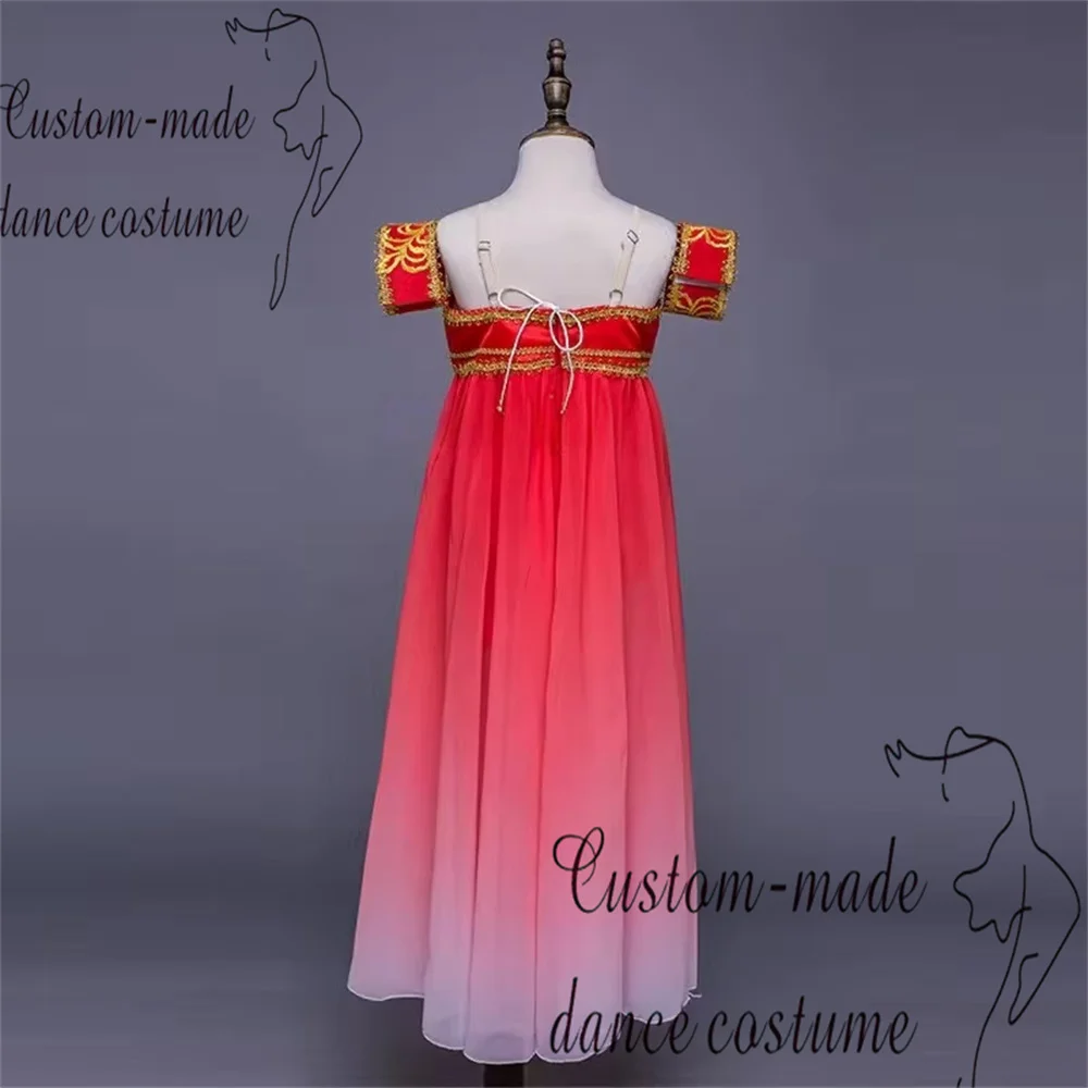 チャイコフスキー バレエ ドレス カスタマイズされた子供のダンス ドレス レッド プロの競技ロング ドレス大人のバレエ パフォーマンス ドレス