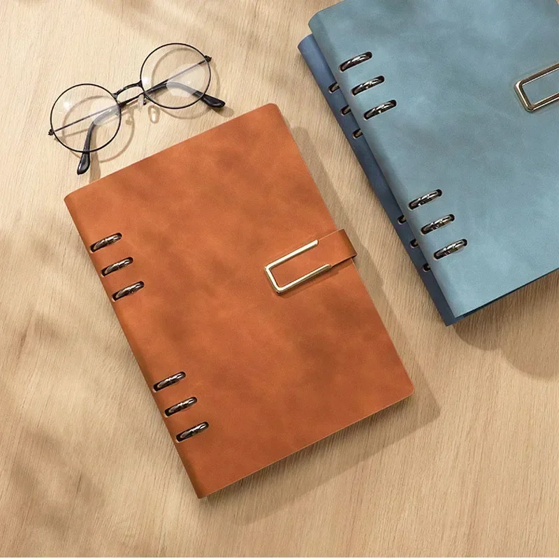 Notebook Business Writing Loose-leaf Color Diary Notepad Meeting Student Office Simple Leather-covered Advanced Solid