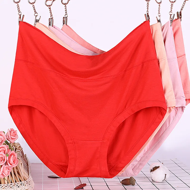

Women's Modal Underwear High Waist Middle-aged Mother Women's Shorts Cotton Breathable Solid Color Female Lingerie Women