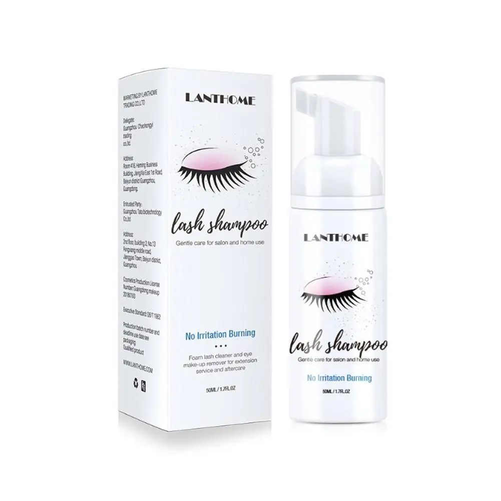 Zestaw do przedłużania rzęs: szczoteczka, szampon 50 ml, płyn do czyszczenia rzęs, pompa do kleju, ochrona przed podrażnieniem, bezpieczny dla oczu E2V9