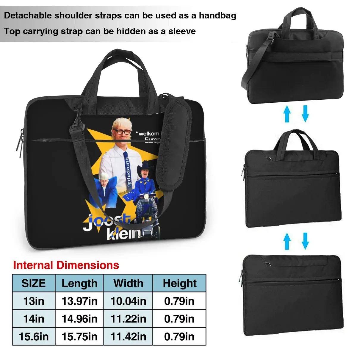 Laptop Bag Sleeve Joost Klein Europapa Briefcase Bag Eurovisioned Protective 14 15 Vintage Computer Pouch For Macbook Pro Lenovo