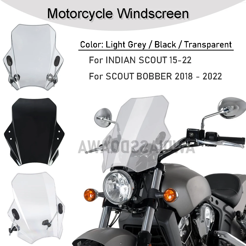 

For INDIAN SCOUT 15-22 SCOUT BOBBER 2018 - 2022 Wind Shield Deflector Motorcycle Front Windscreen Screen
