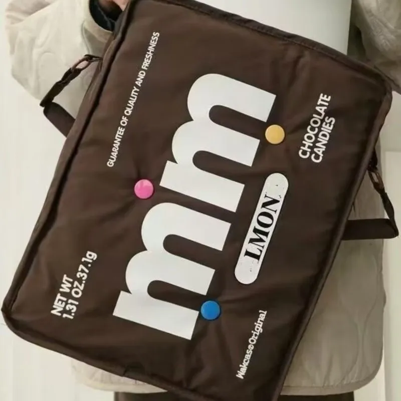 Ins Letter Print Laptop Bag MacBook Air Pro 16 Inch Large Capacity Laptop Sleeve Brown Shockproof Lightweight Shoulder Handbag