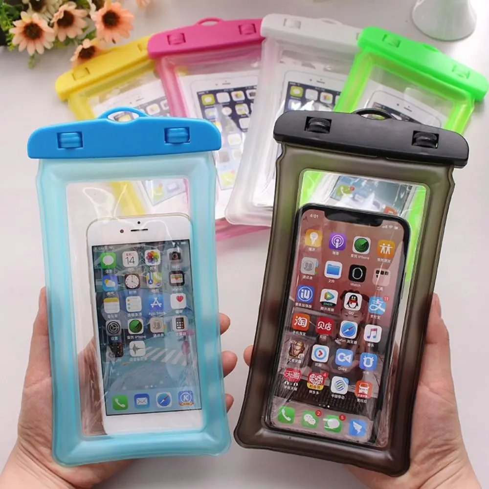 Universal Swimming Floating Airbag Phone Bags Touchscreen Shockproof Diving Phone Case Transparent Underwater Pouch