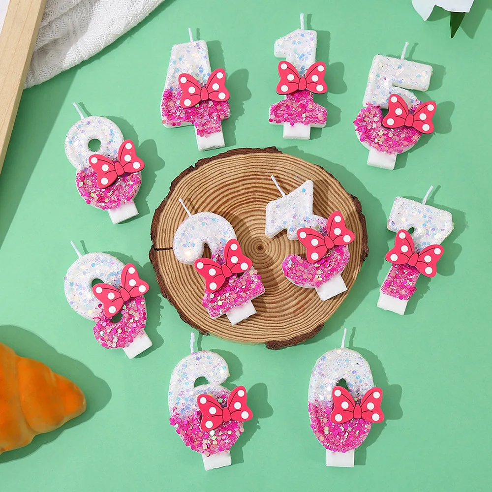White Mei Contrasting Color Butterfly Knot Number Candles, Party Gifts, Birthday and Anniversary Party Candles
