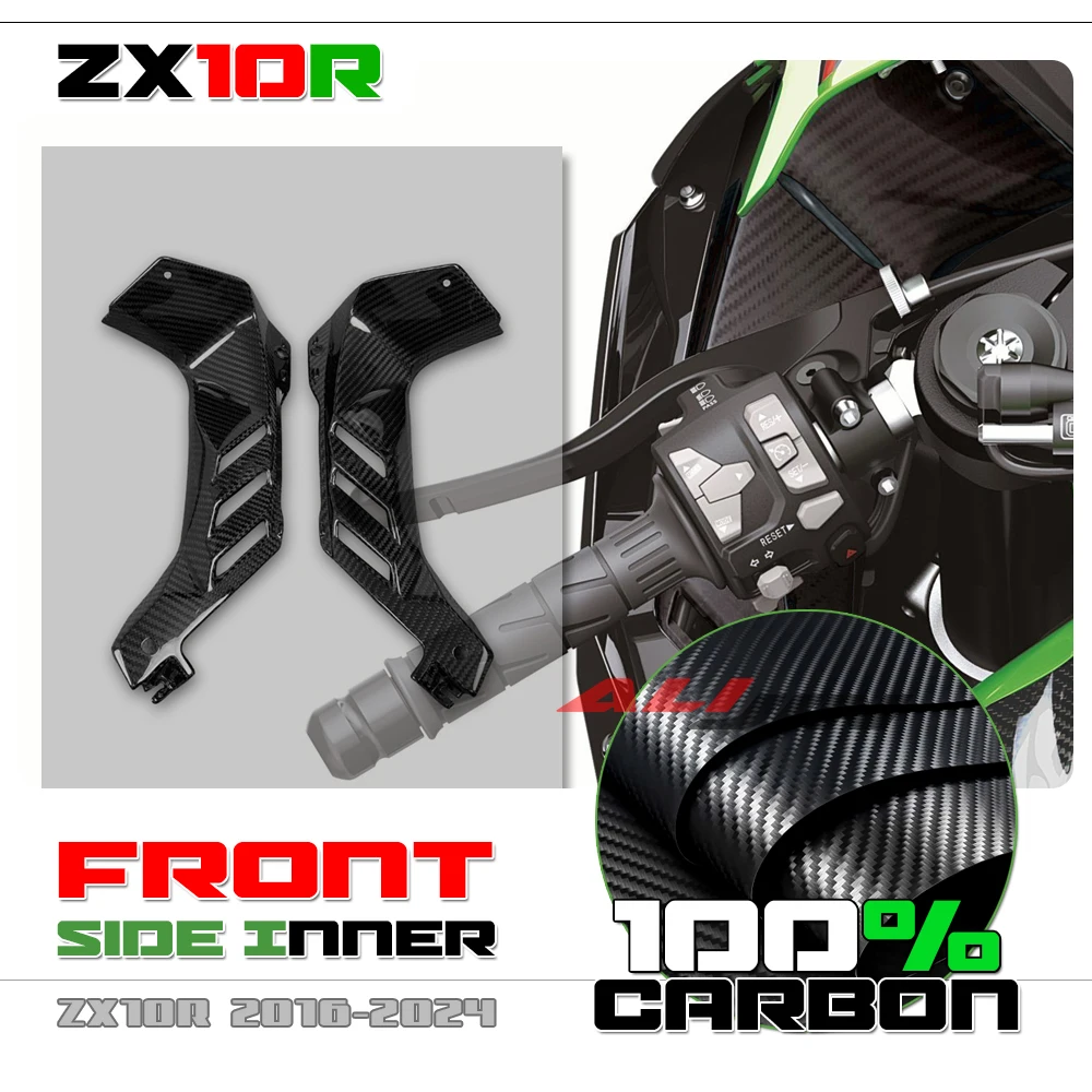 

Real Dry 100% Carbon Fiber Inner Side Panles Motorcycle Dashboard Front Fairing Kits For KAWASAKI NINJA ZX10R ZX-10R 2016-2024