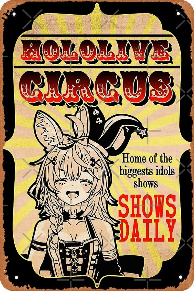 Vintage Metal Signs - Omaru Polka Hololive Circus Vintage Look Metal Tin Poster Bar Pub Cafe Wall Kitchen 8x12 inch sign