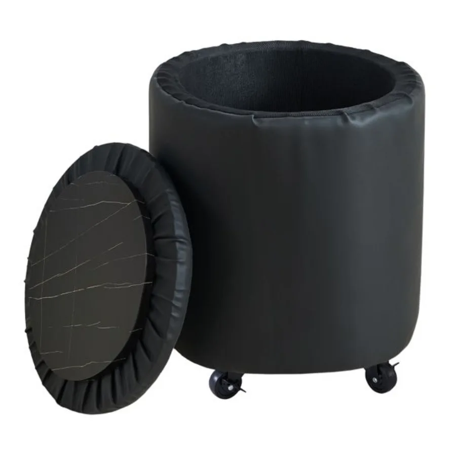 

Storage man Foot Rest Round Footstool Velvet Footrest Multifunctional Rolling Stool Coffee Table man with Wheels Vanity Stool f