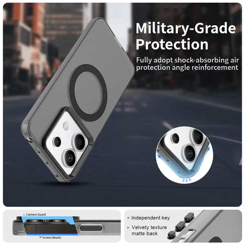 For Xiaomi Redmi Note 13 Pro 5G Case Magsafe Wireless Charging Cover Xiaomi Redmi Note 13 Pro Plus Matte TPU Phone Back Bumper