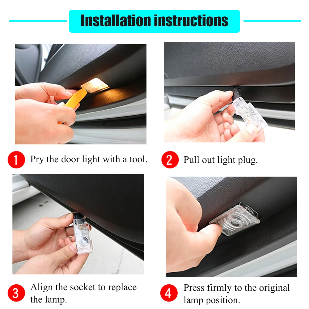 2Pcs Led Car Door Welcome Logo Lights Accessories For Alfa Romeo Giulietta 2010--2019 Giulia 2016 2017 2018 2019 2020