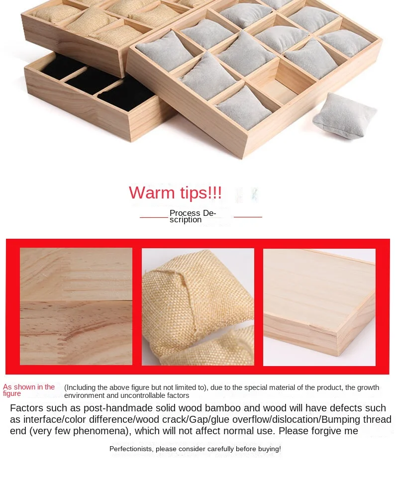 Solid Wood 12 Digit Pillow Plate Watch Bracelet Storage Display Frame - Elegant Organizer for Timepieces And Accessories